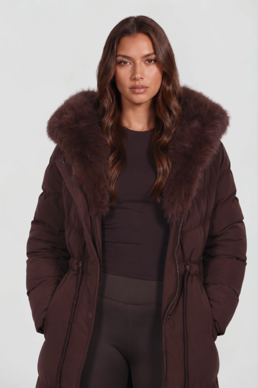 Longline Fur Hooded Coat