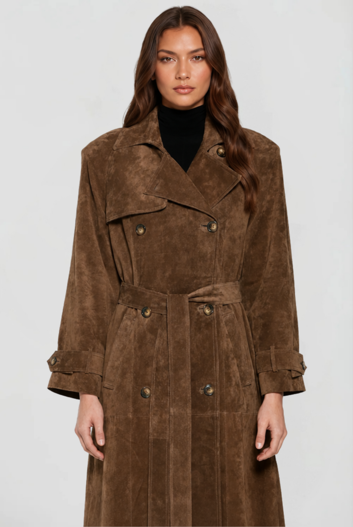 Long Suede Trench Coat