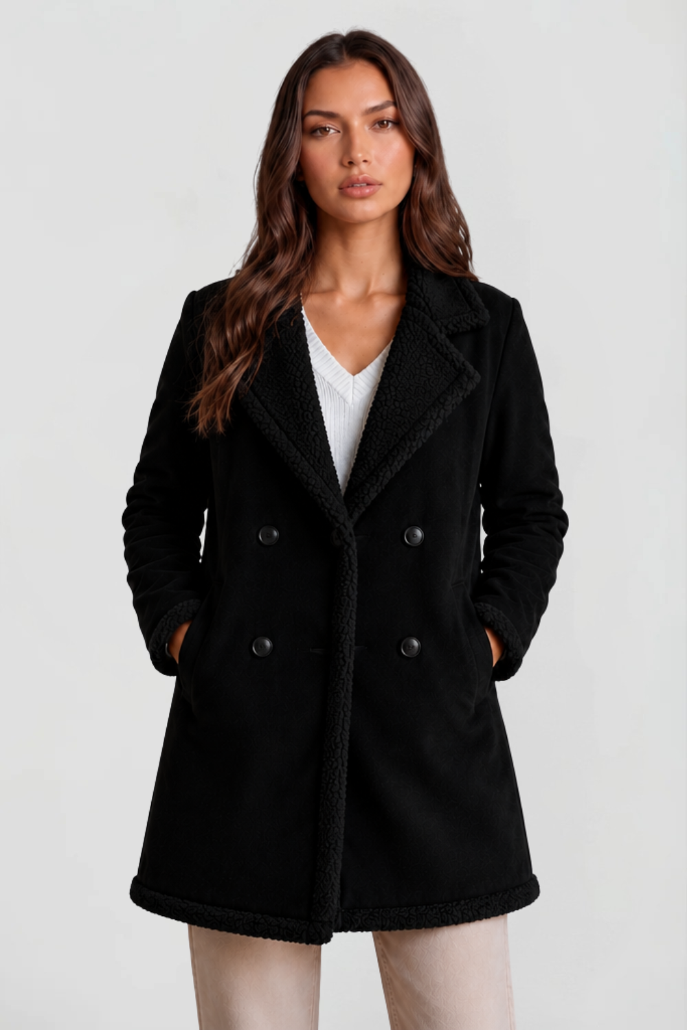 Longline Suede Shearling Coat
