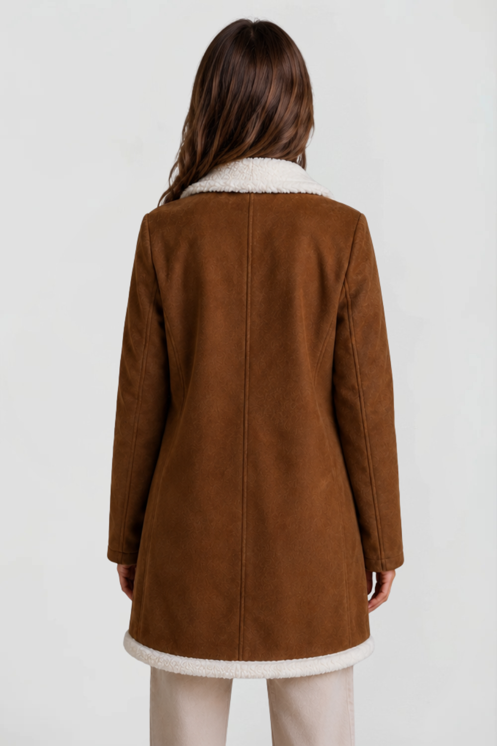 Longline Suede Shearling Coat