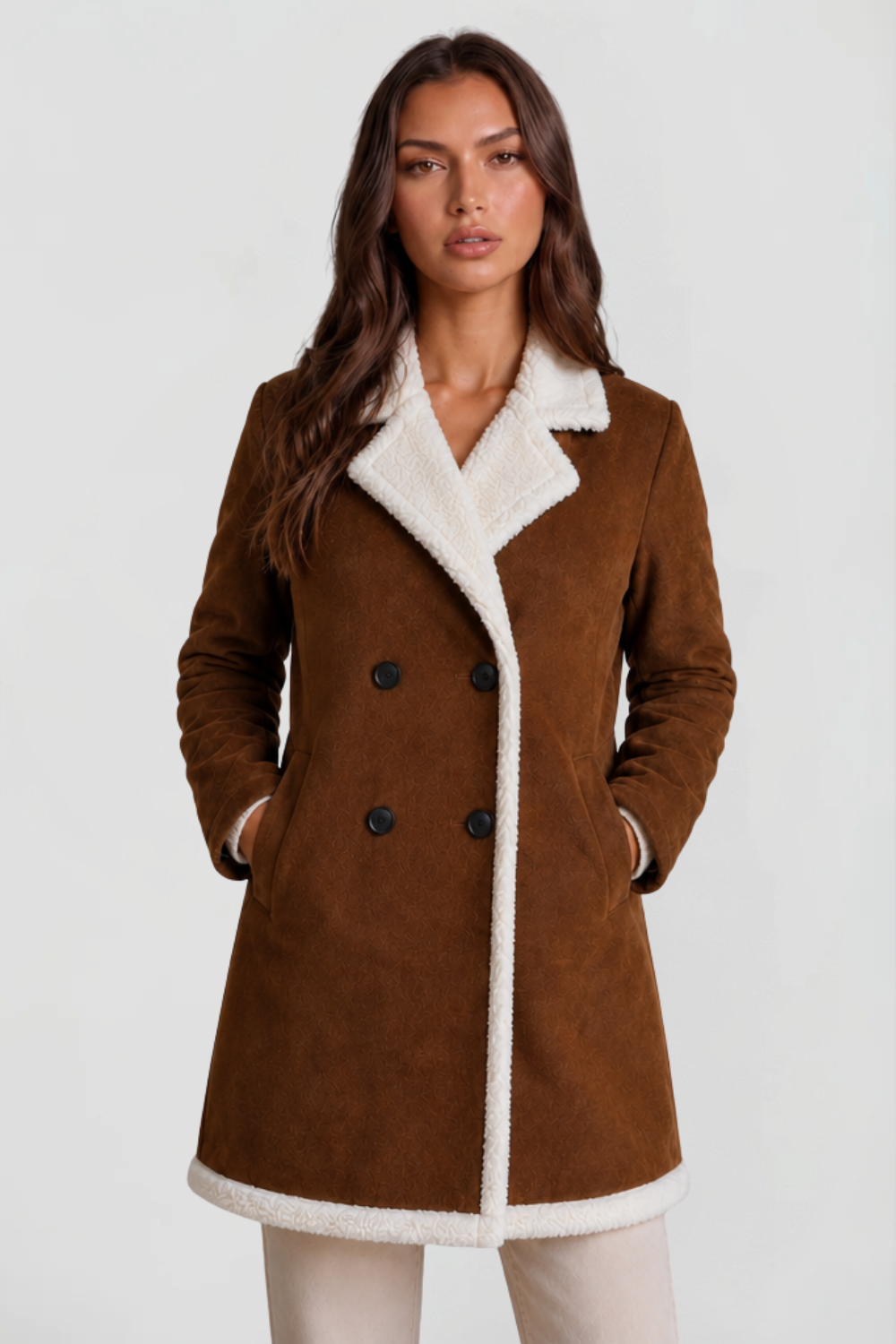 Longline Suede Shearling Coat