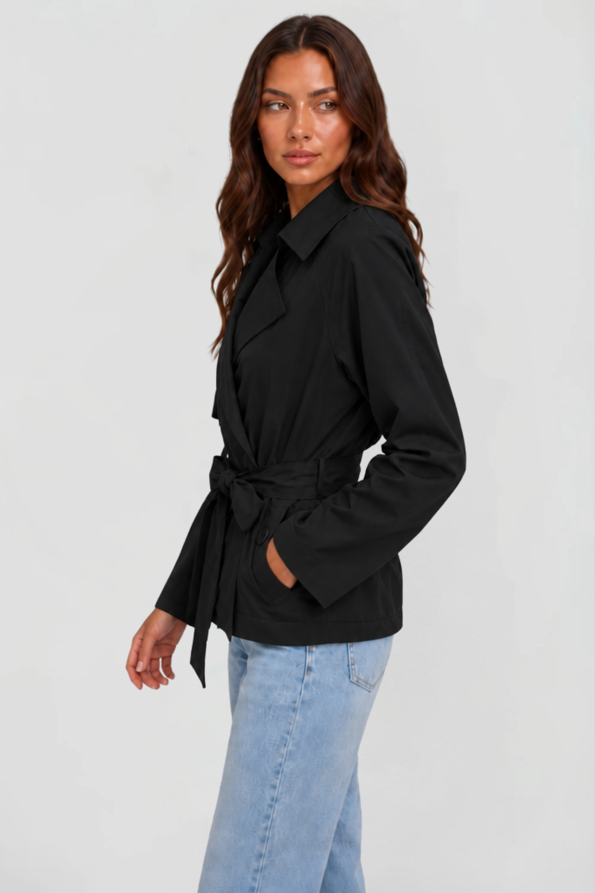 Cropped Belted Short Jacket