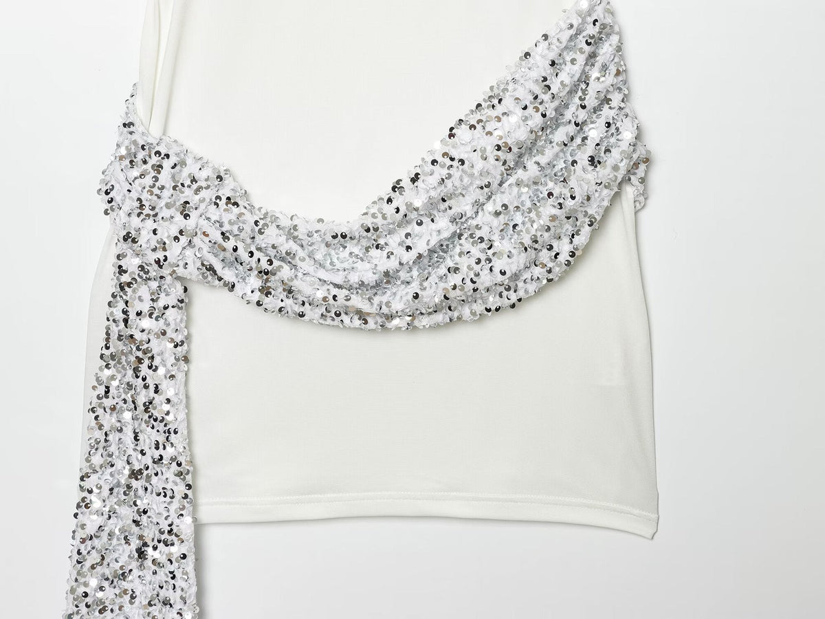 Sequin Sash Mini Dress