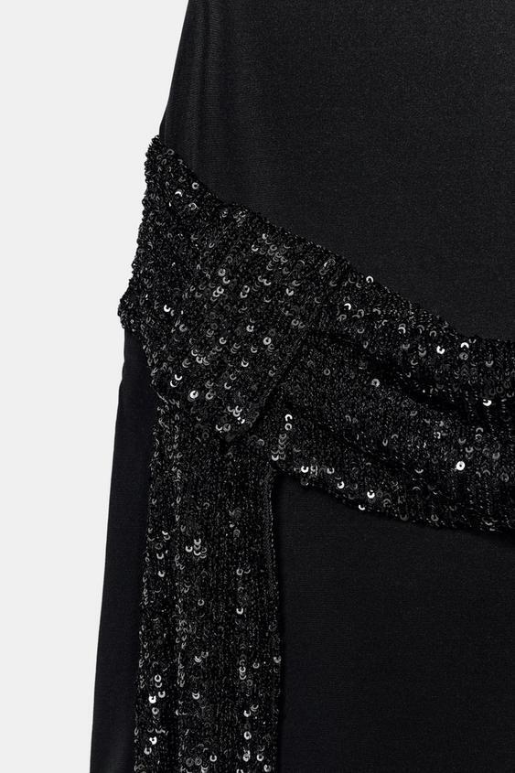 Sequin Sash Mini Dress
