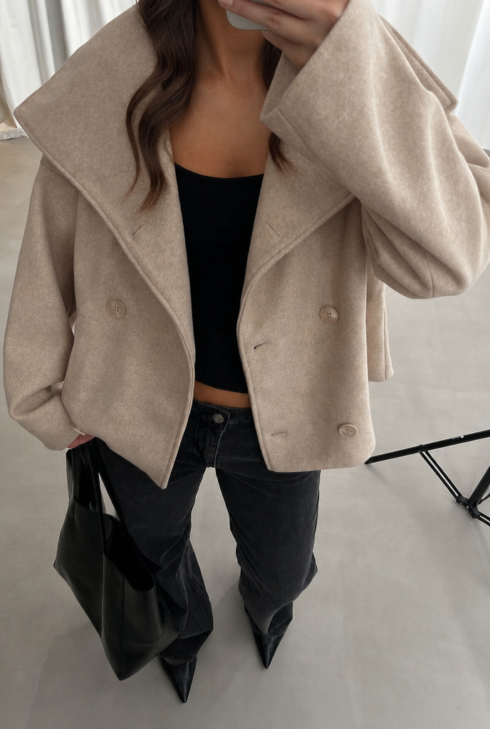 Oversized Cropped Wool Jacket