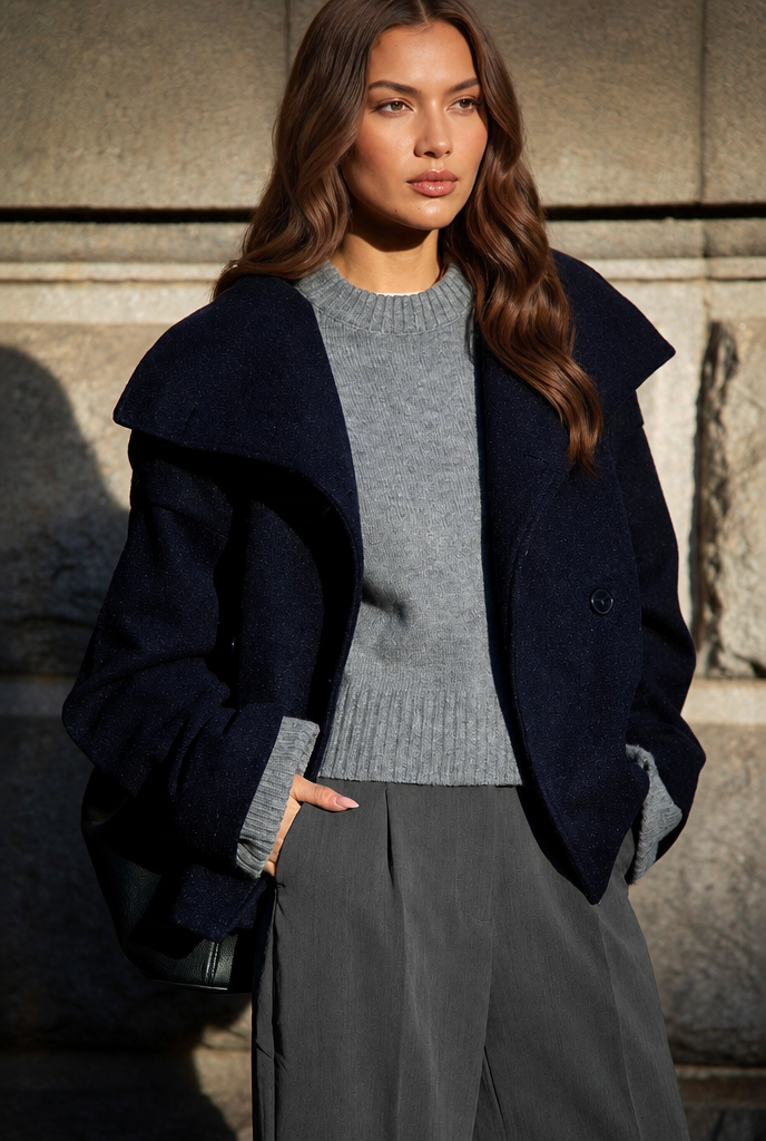 Oversized Cropped Wool Jacket