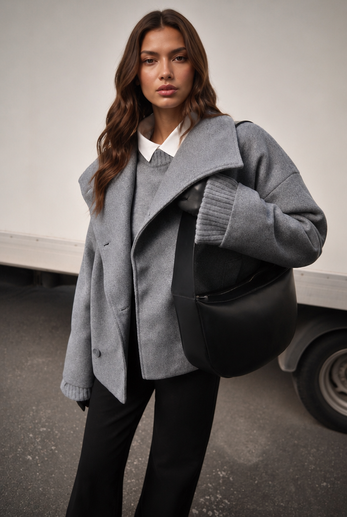 Oversized Cropped Wool Jacket