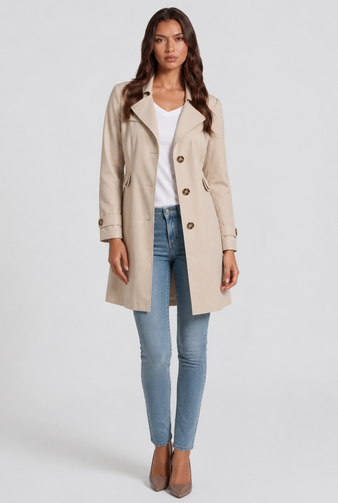 Cotton Buttoned Trench Coat