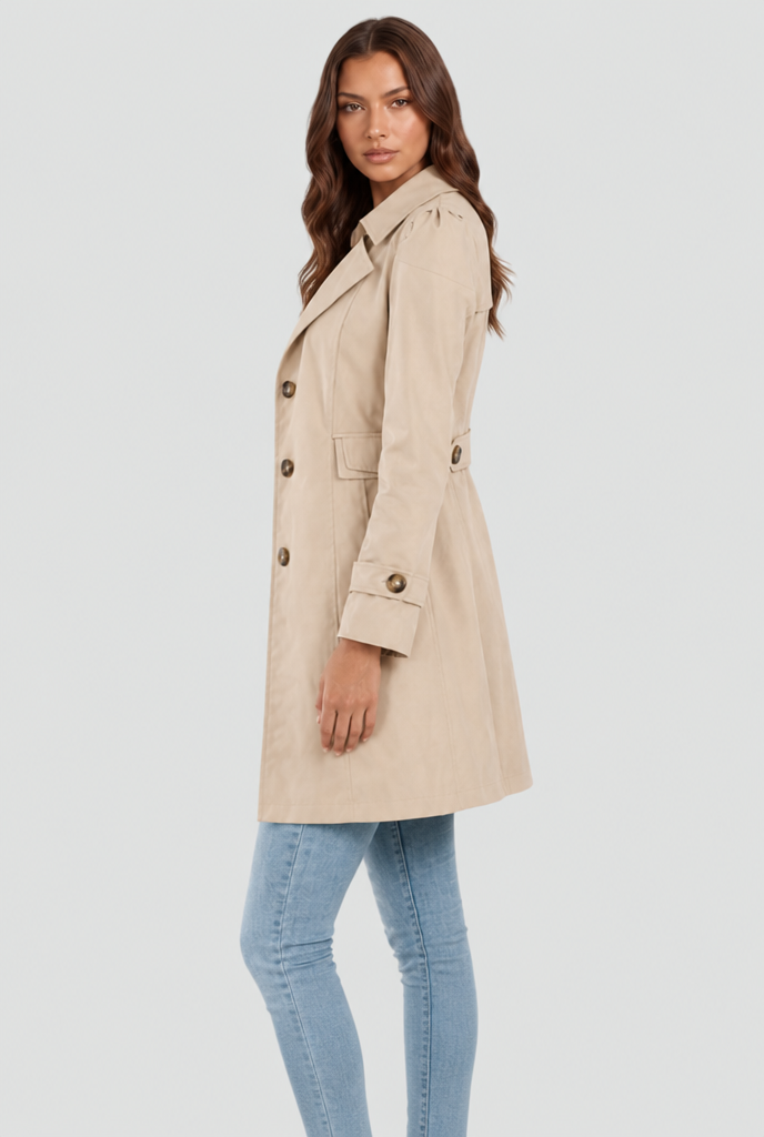 Cotton Buttoned Trench Coat