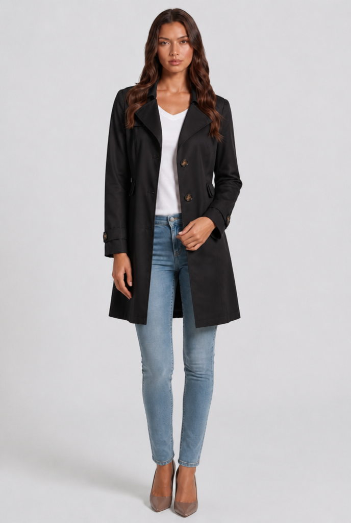 Cotton Buttoned Trench Coat