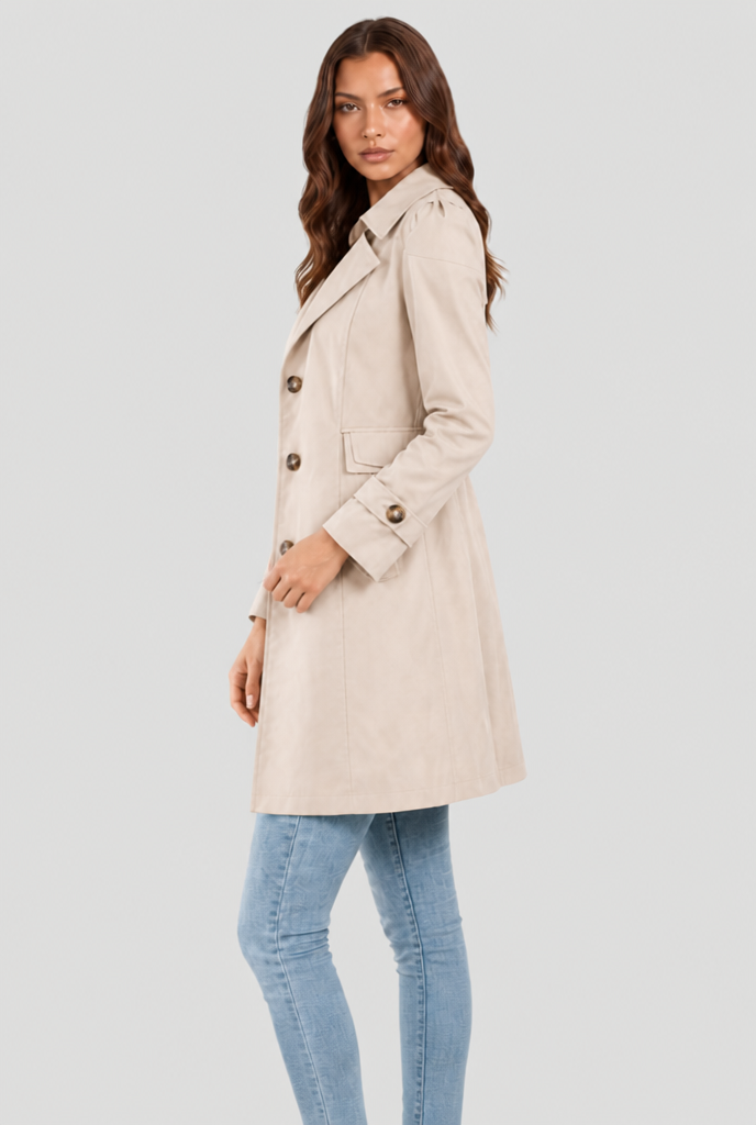 Cotton Buttoned Trench Coat