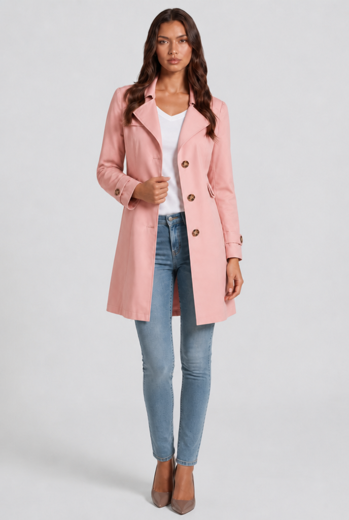 Cotton Buttoned Trench Coat