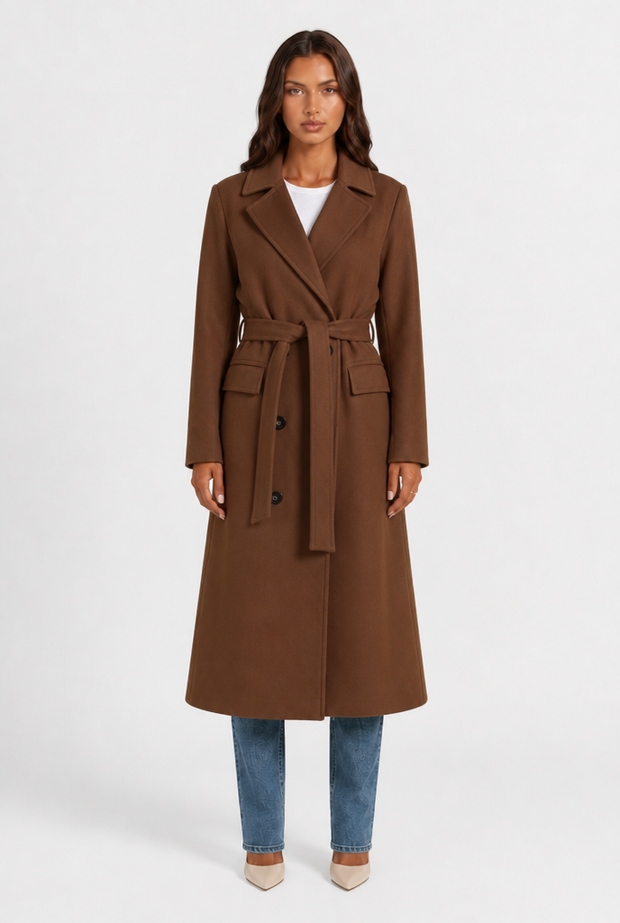 Breasted Long Wool Coat