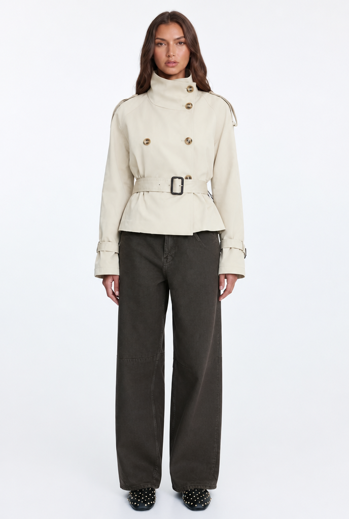 Belted Double-Breasted Trench Jacket