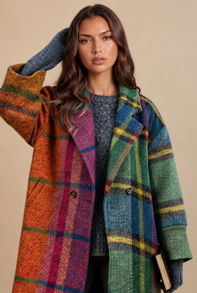 Oversized Plaid Wool Coat