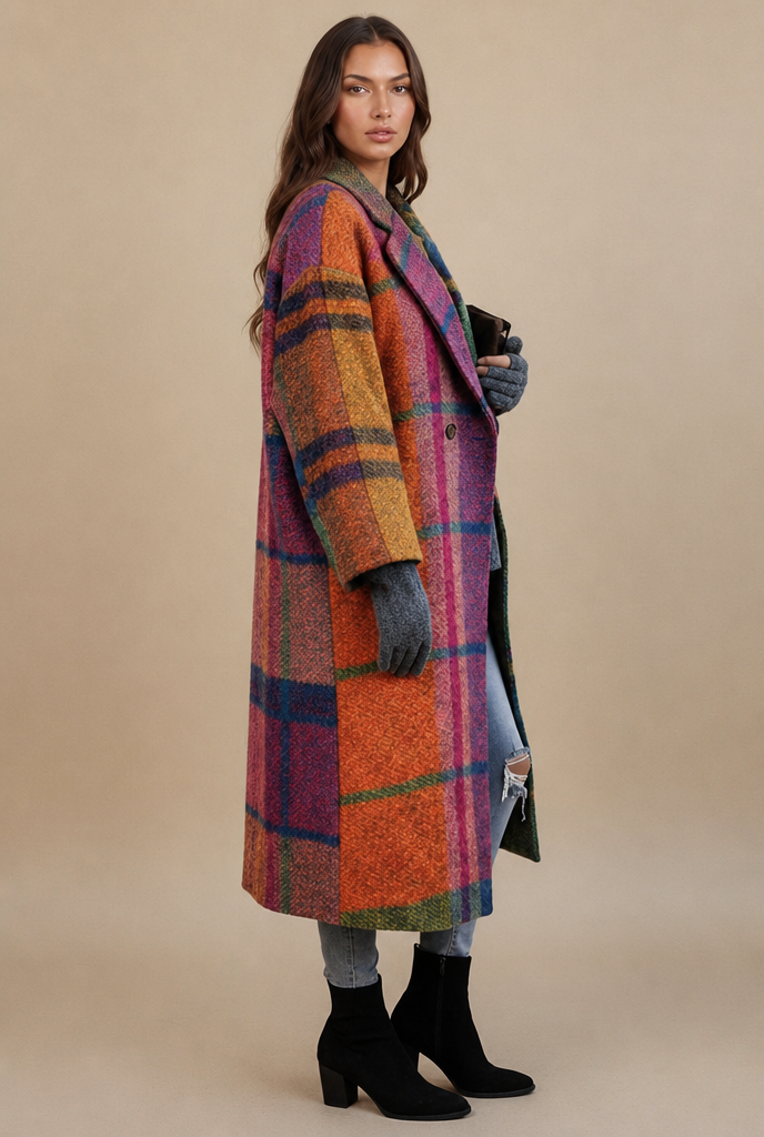 Oversized Plaid Wool Coat