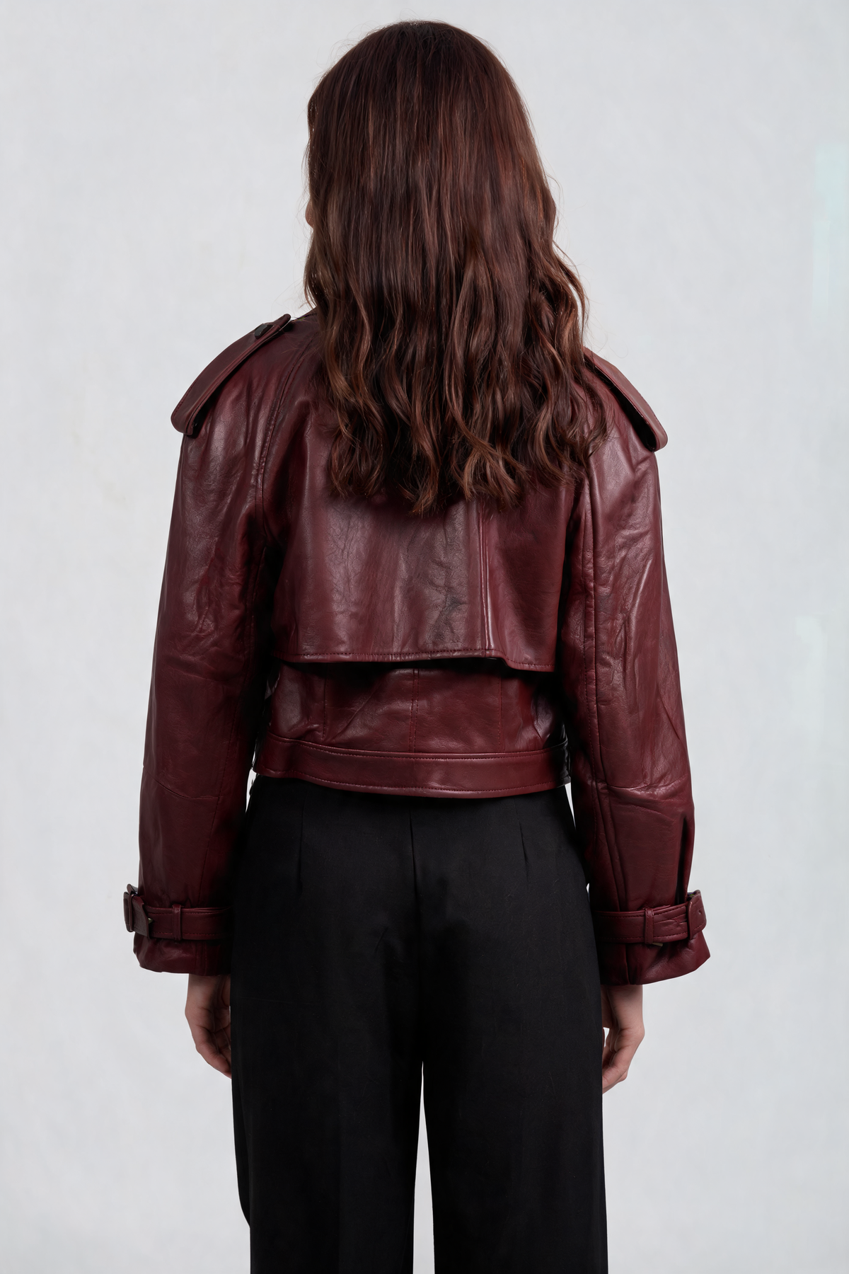 Cropped Leather Biker Jacket