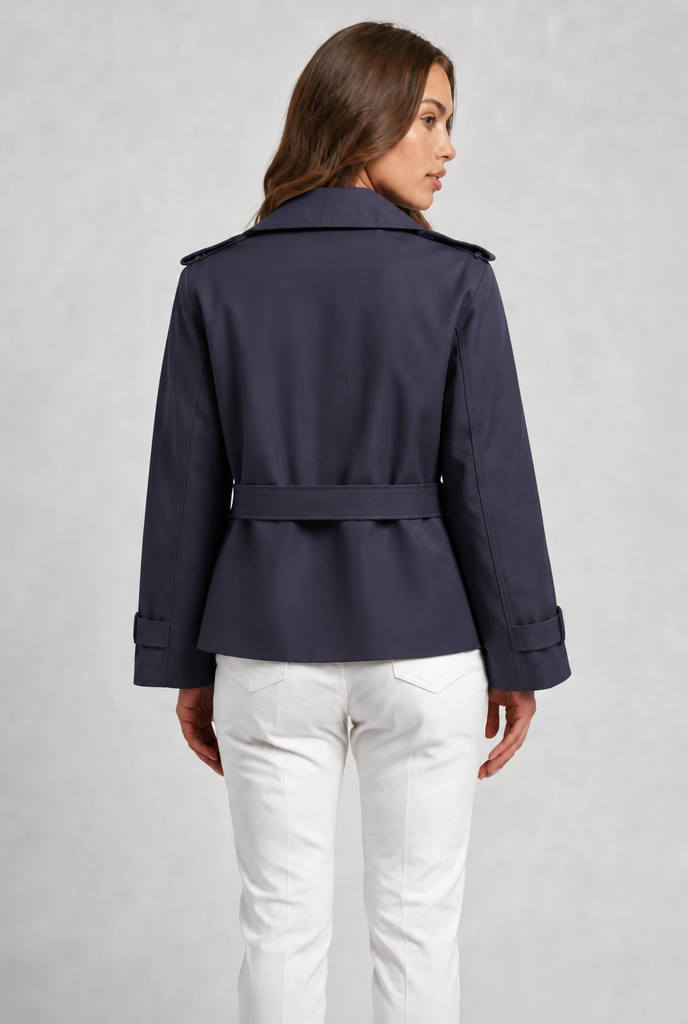 Cropped Belted Trench Jacket