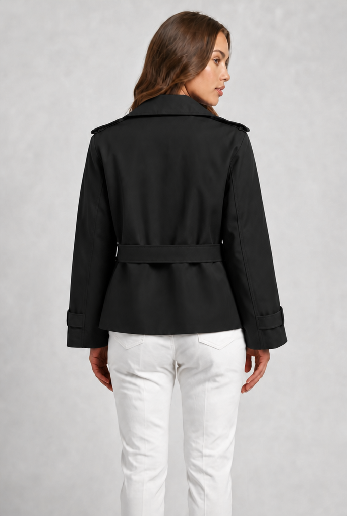 Cropped Belted Trench Jacket