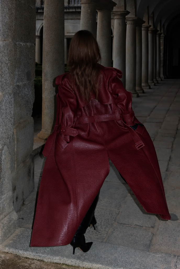 Longline Leather Trench Coat