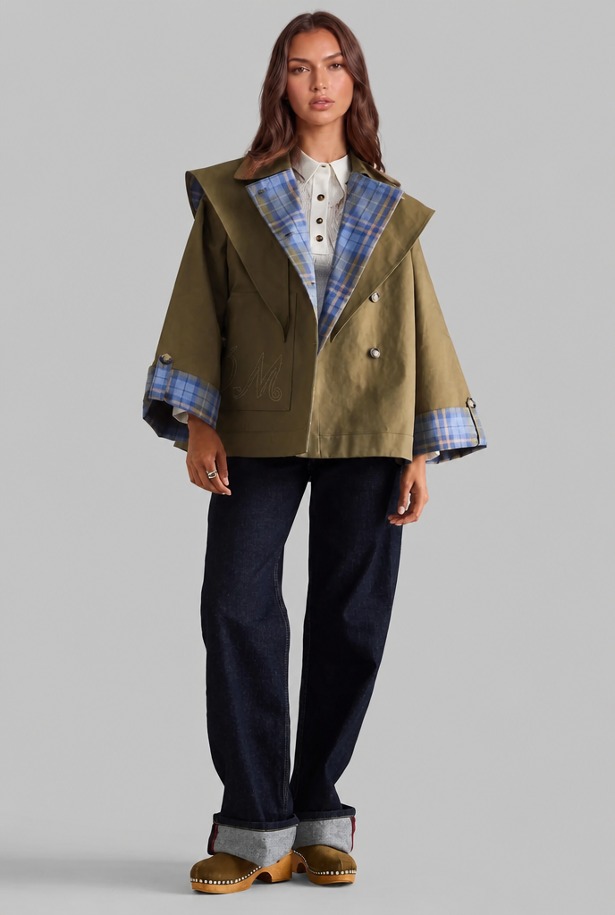 Reversible Plaid Trench Coat