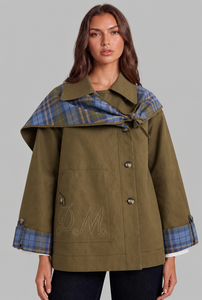 Reversible Plaid Trench Coat