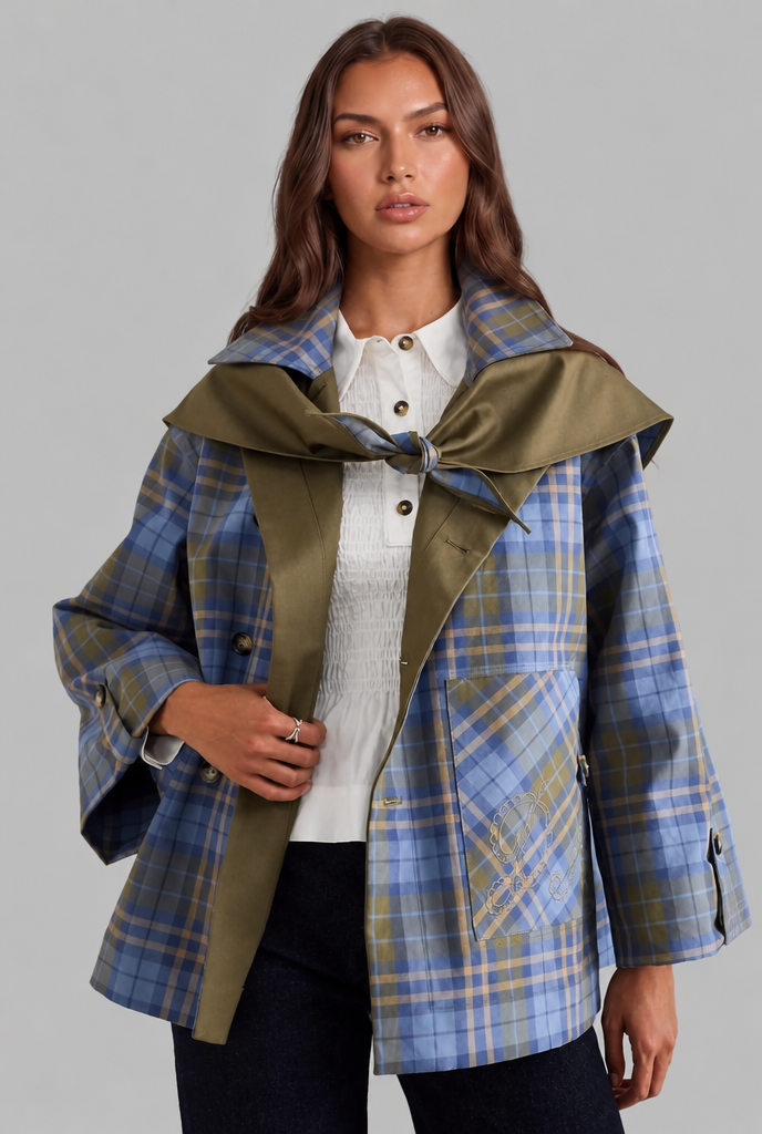 Reversible Plaid Trench Coat