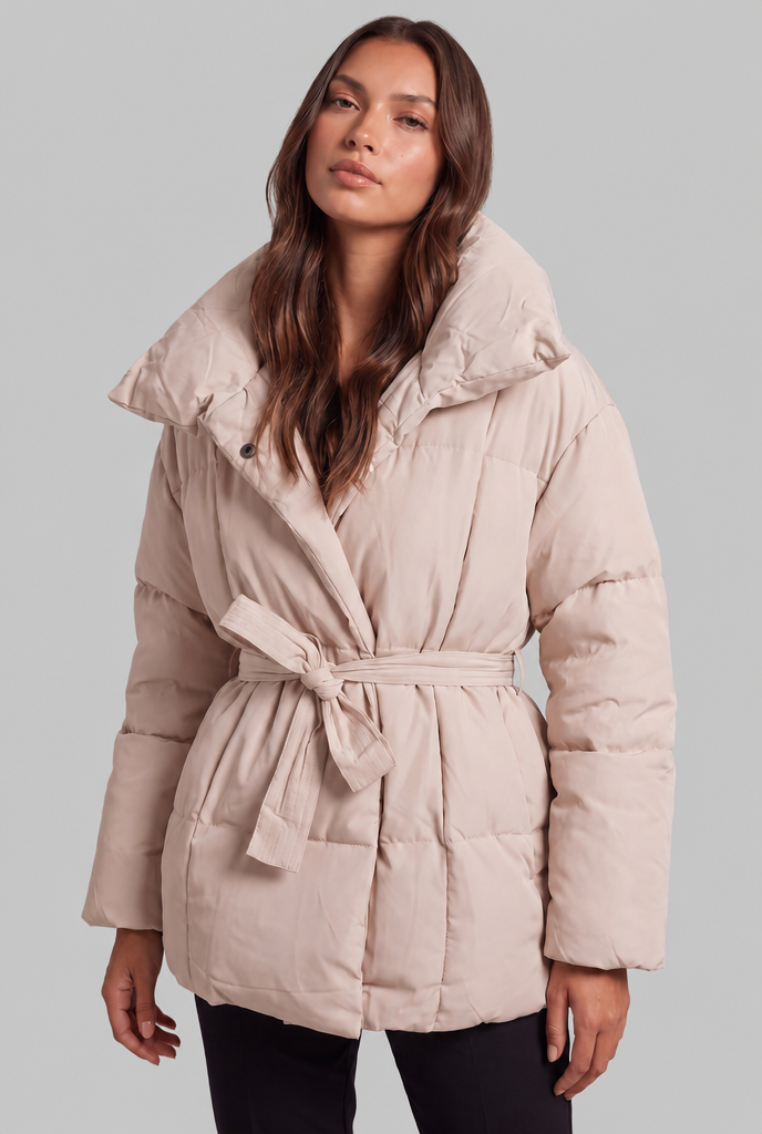 Puffer Coat with Statement Collar