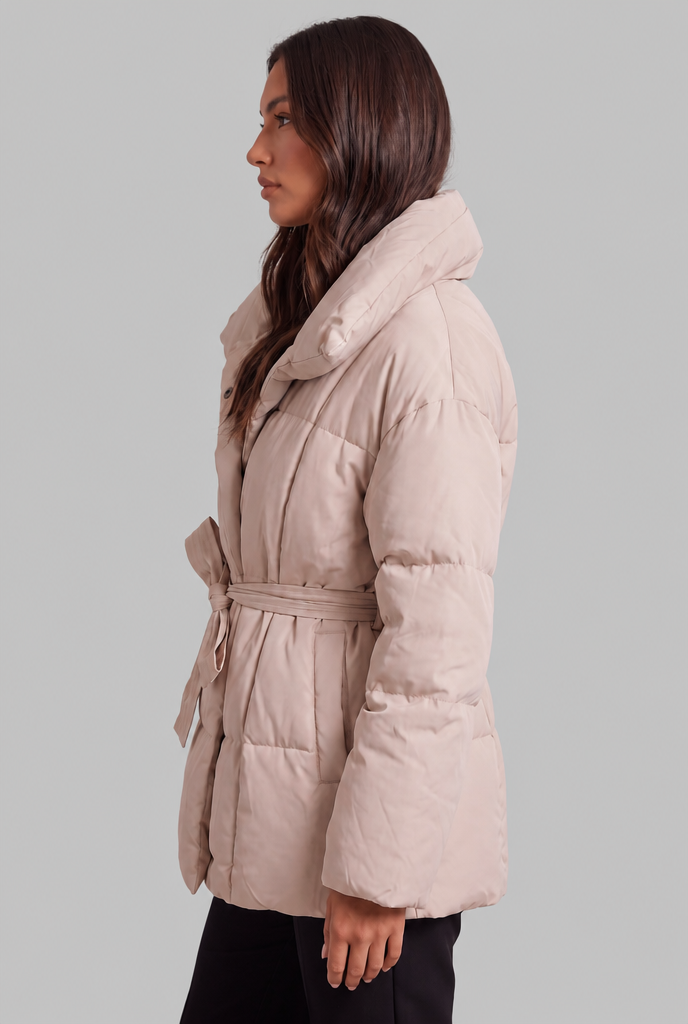 Puffer Coat with Statement Collar