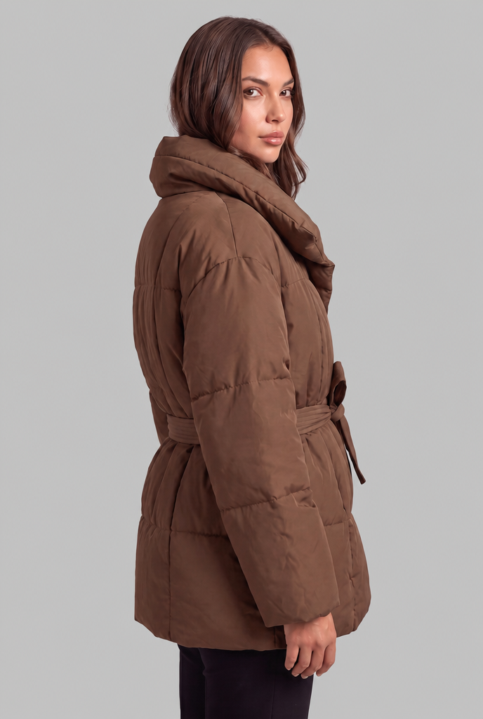 Puffer Coat with Statement Collar