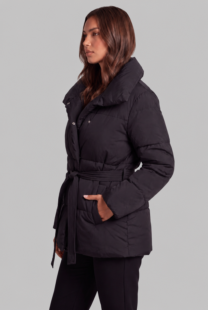 Puffer Coat with Statement Collar