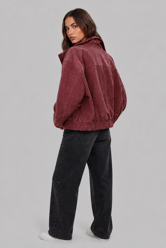 Oversized Suede Bomber Jacket