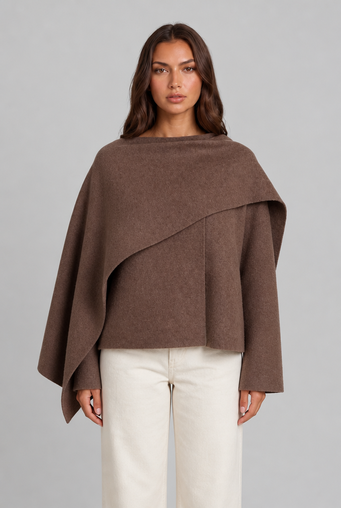 Draped Wool Cape Jacket