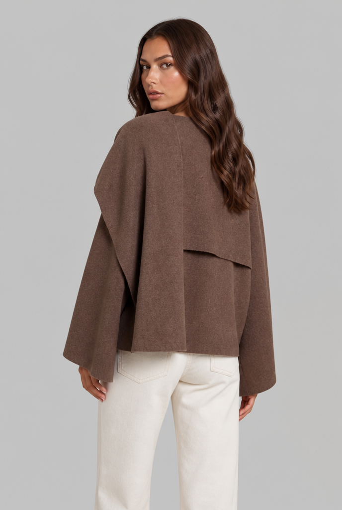 Draped Wool Cape Jacket