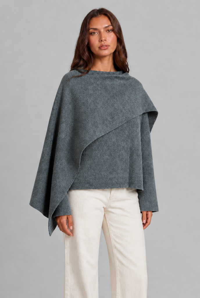 Draped Wool Cape Jacket