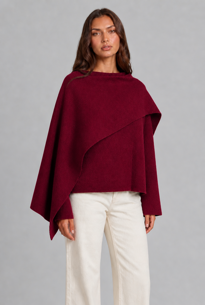 Draped Wool Cape Jacket