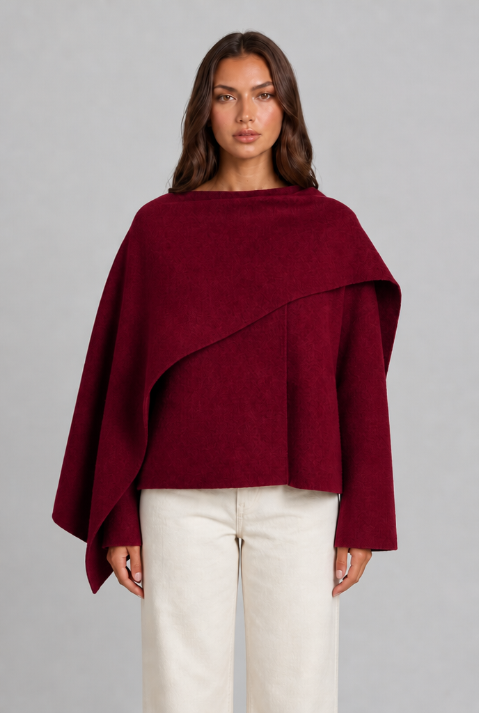 Draped Wool Cape Jacket