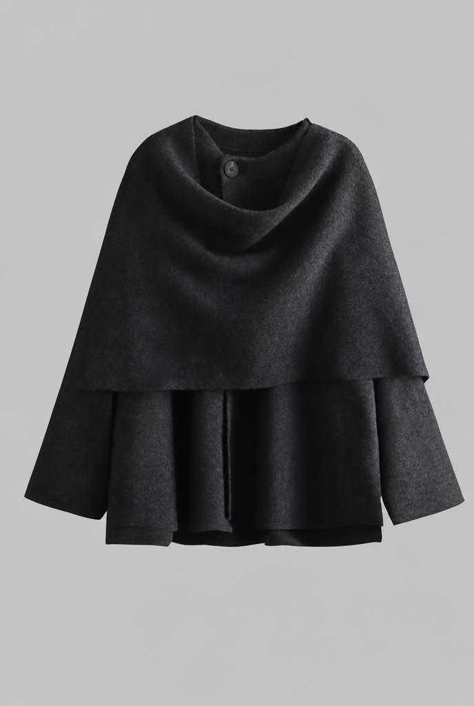 Draped Wool Cape Jacket