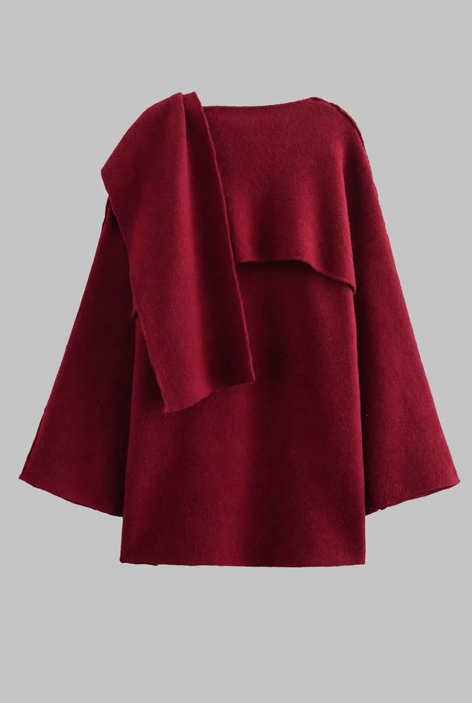 Draped Wool Cape Jacket