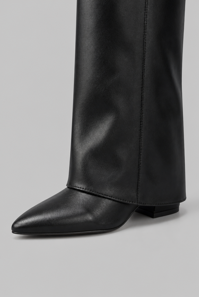 Knee-High Boots with Gold Buckle
