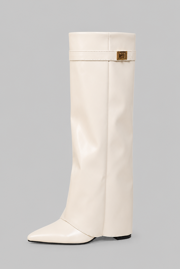 Knee-High Boots with Gold Buckle