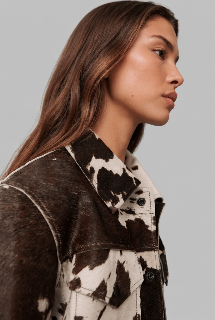 Cow Print Denim Jacket