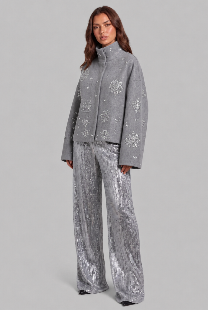 Cropped Jacket with Sequin Detail