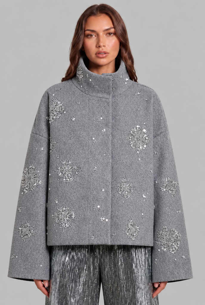 Cropped Jacket with Sequin Detail