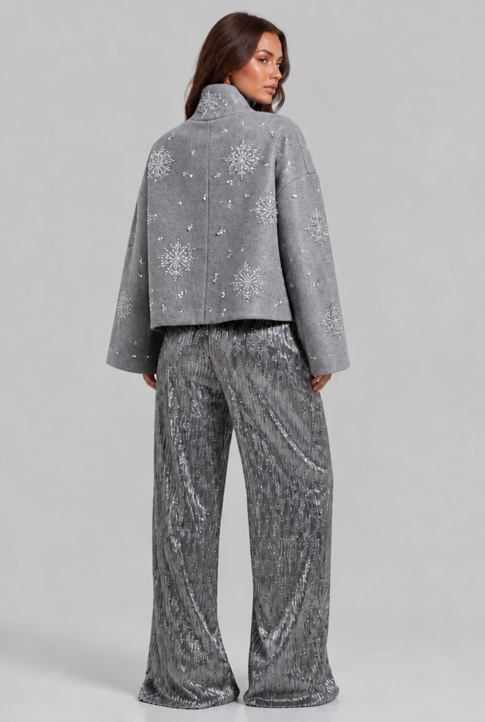 Cropped Jacket with Sequin Detail