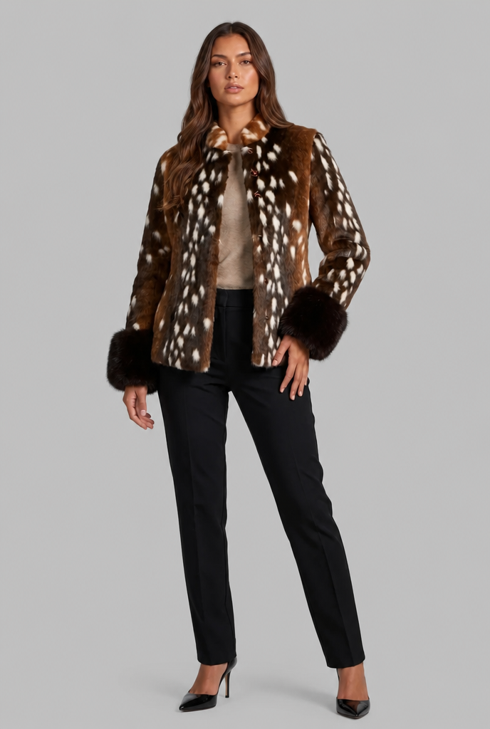 Faux Fur Jacket with Contrast Cuffs