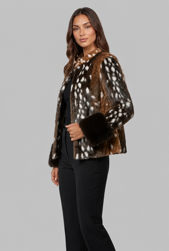 Faux Fur Jacket with Contrast Cuffs