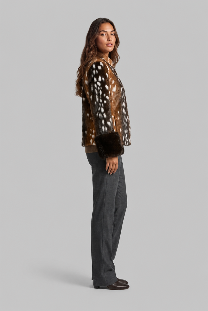 Faux Fur Jacket with Contrast Cuffs