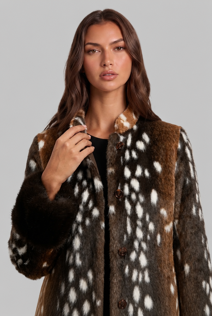 Faux Fur Jacket with Contrast Cuffs