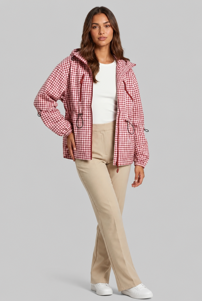 Gingham Windbreaker Jacket